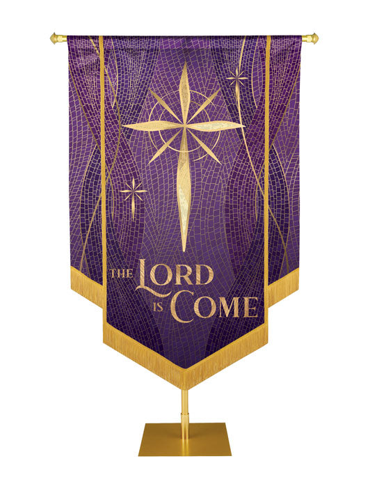 Christmas Mosaic Embellished Star Left, The Lord Is Come Banner, Purple