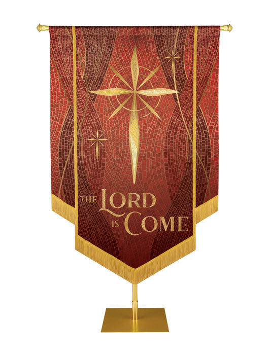 Christmas Mosaic Embellished Star Left, The Lord Is Come Banner, Red
