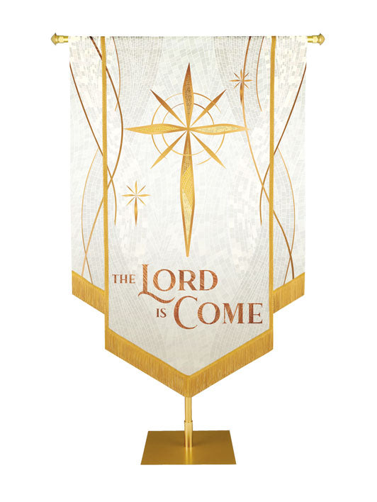 Christmas Mosaic Embellished Star Left, The Lord Is Come Banner, White
