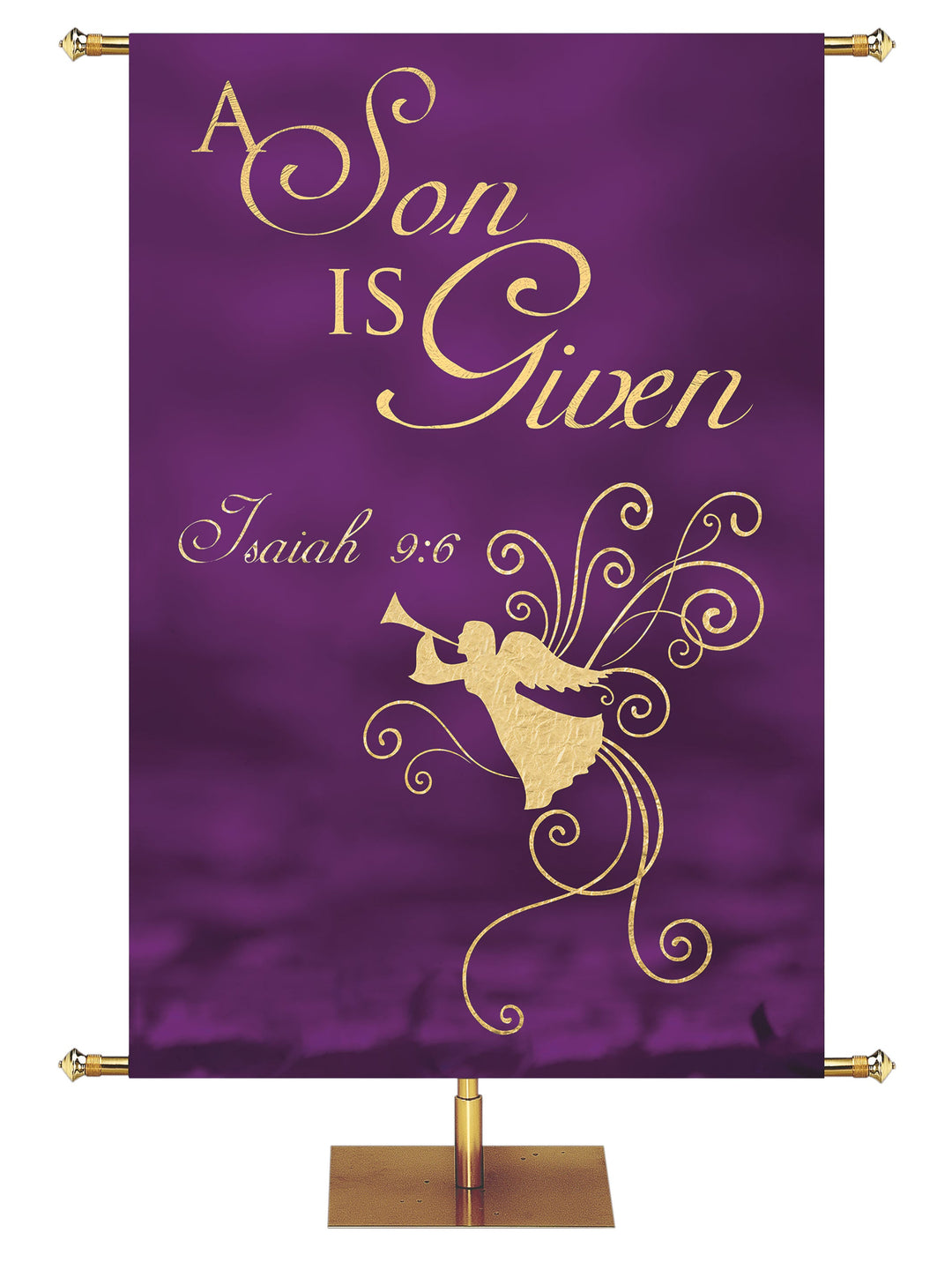 Irregular Christmas Foil A Son is Given (5 ft x 7 ft, Wood Violet, Pole Hems)