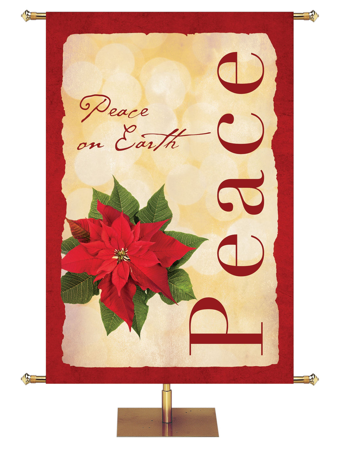 Irregular Rustic Christmas Peace (3 ft x 5 ft, Red, Pole Hems)