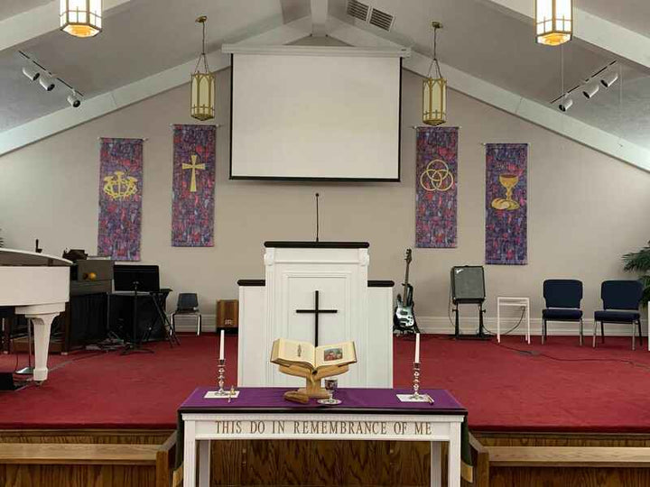 Stained Glass Symbols of Faith Communion