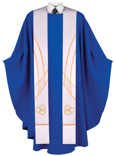 Irregular Liturgical Stole Trinity (Regular: 5 in. wide x 114 in. long, White)
