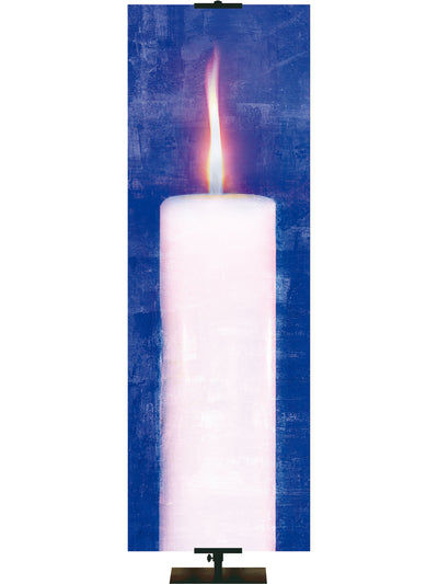 Advent Artistry Christ Candle Banner for Advent in Blue or Purple glimmering with delicate brush strokes