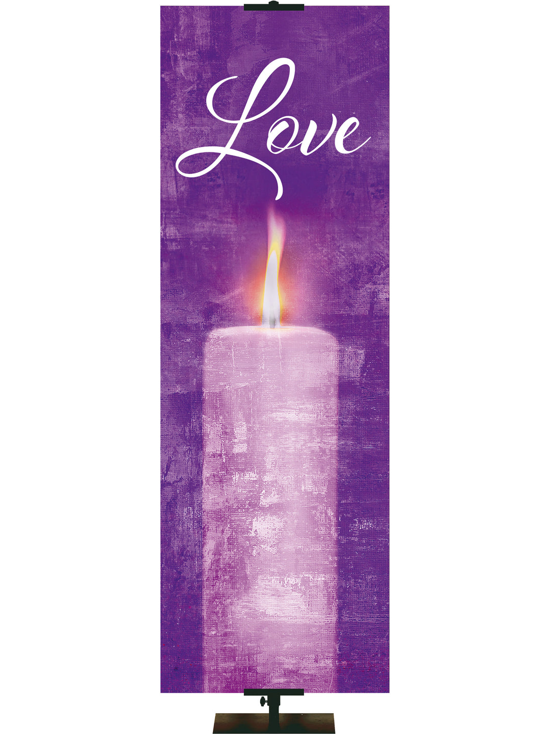 Advent Artistry Love Candle Banner for Advent in Blue or Purple glimmering with delicate brush strokes