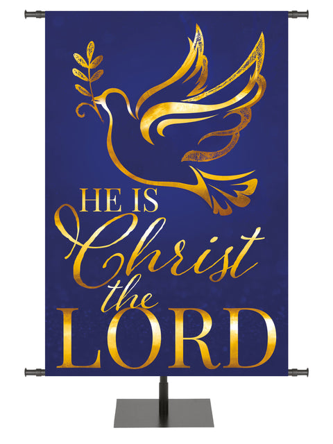 Wonders of Advent He Is Christ The Lord, Dove with Olive Leaf Left in Blue, Green, Purple and Red, with gold foil accents