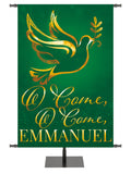 Wonders of Advent O Come, O Come, Emmanuel, Dove with Olive Leaf Right in Blue, Green, Purple and Red, with gold foil accents