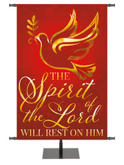 Wonders of Advent The Spirit Of The Lord Will Rest On Him, Dove with Olive Leaf Left in Blue, Green, Purple and Red, with gold foil accents