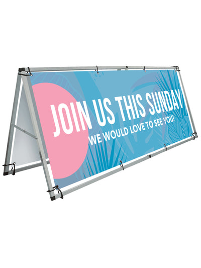 Radiant Rays Design Join Us Outdoor Horizontal Vinyl Banner and A-Frame Stand Set