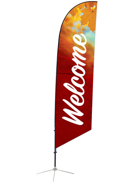 Welcome With Blue Sky Fall Feather Flag Design 2