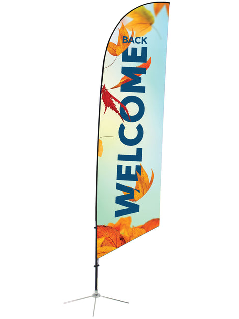 Welcome Back With Blue Sky Fall Feather Flag Design 7