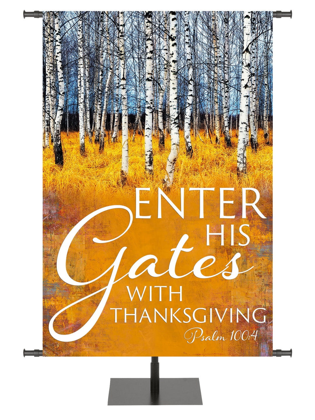 Arbors of Autumn Enter His Gates with Forest Glade Banner for Fall and Thanksgiving Design 1