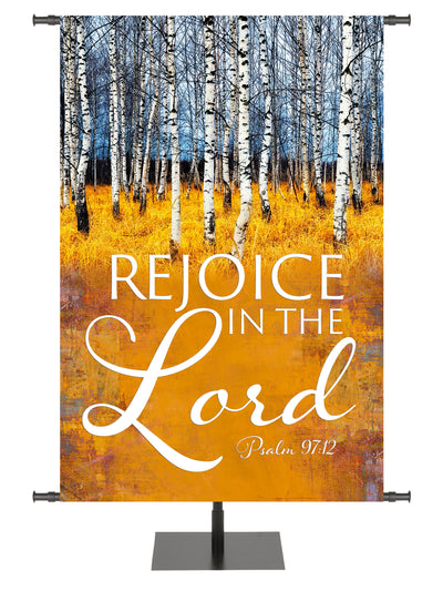 Arbors of Autumn Rejoice in the Lord with Forest Glade Banner for Fall and Thanksgiving Design 1