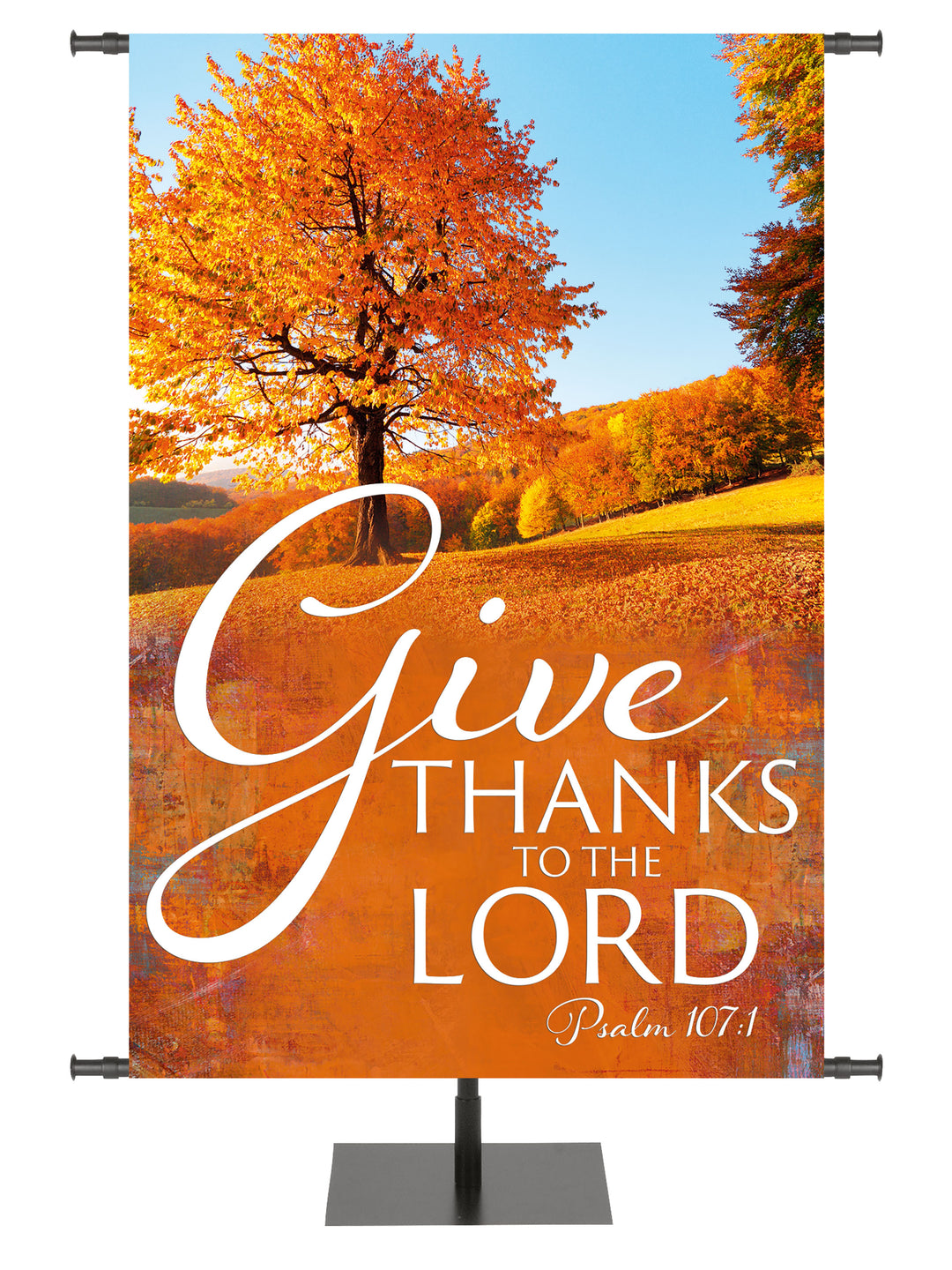 Arbors of Autumn Give Thanks with Field of Gold and Orange Banner for Fall and Thanksgiving Design 4