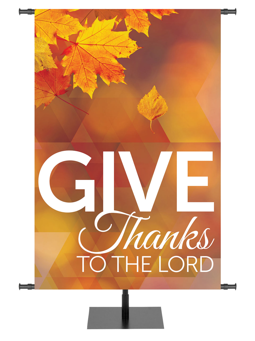 Give Thanks to the Lord with Gold Leaves Church Banner for Thanksgiving and Autumn