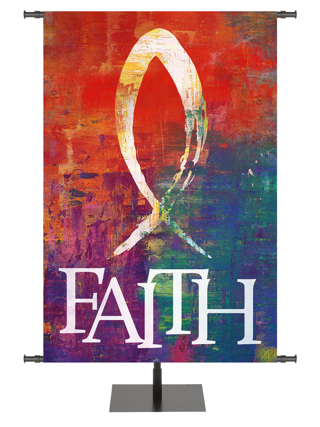 Brush Strokes of Faith Fish and Faith - Year Round Banners - PraiseBanners