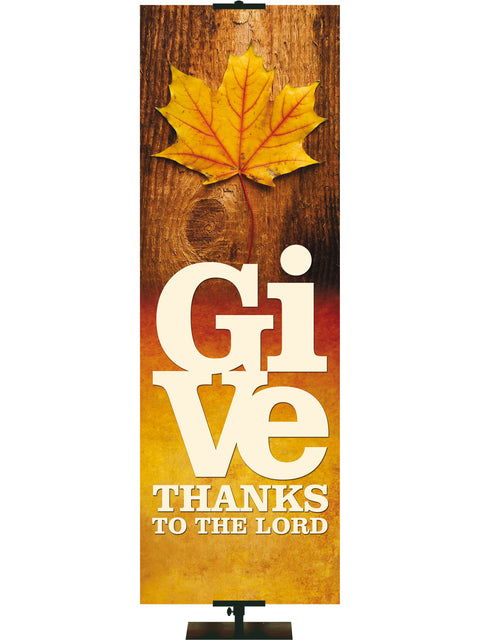 Thanks to the Lord Colors of Autumn Banner Single Gold Leaf and Tree Trunk