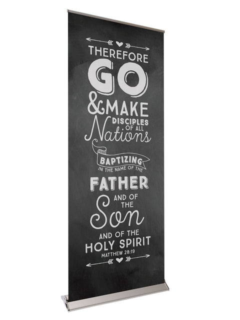 Retractable Banner with Stand Chalk Board Go and Make Disciples - Mission Banners - PraiseBanners