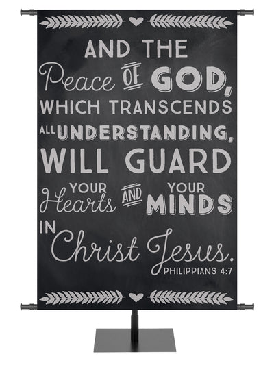 Banner for churches and missions black Chalkboard with message in white The Peace of God Philippians 4:7