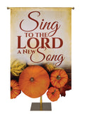 Church Banner for Autumn and Thanksgiving Sing to the Lord with Sculpted Pumpkins (Right)