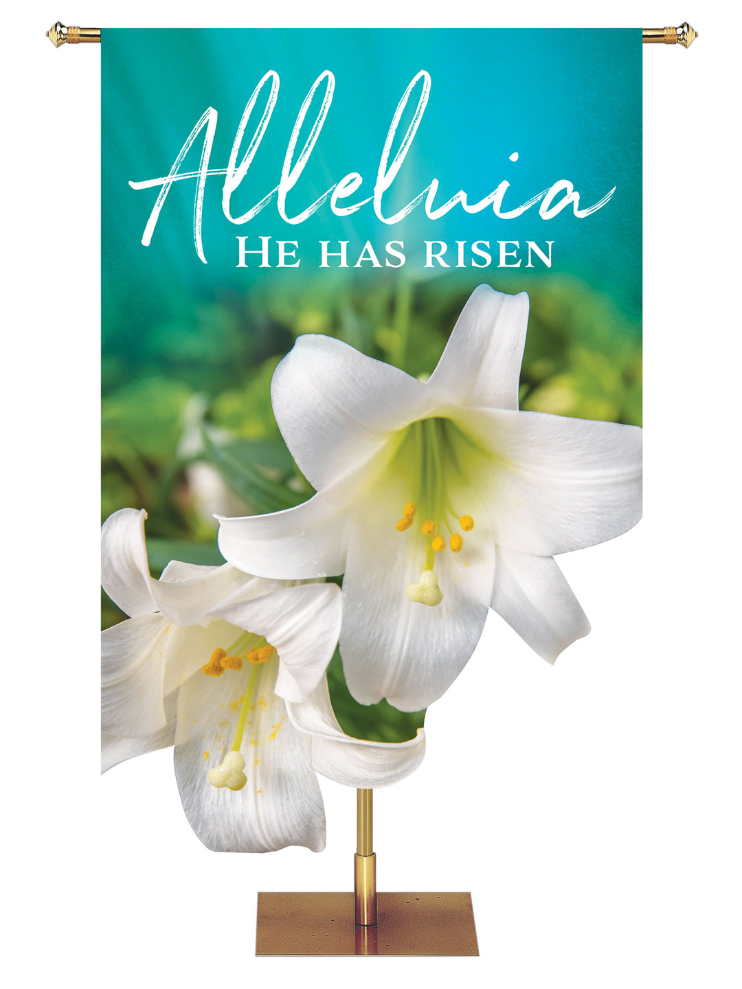 Contours of Easter Alleluia He Has Risen Lily - Easter Banners - PraiseBanners