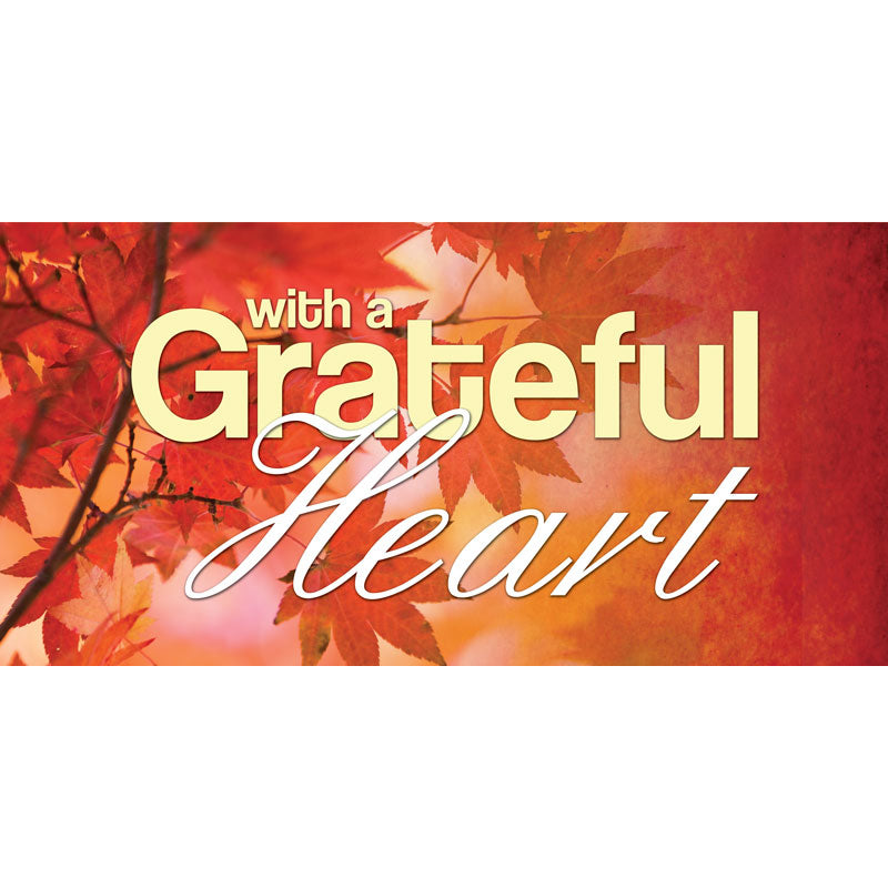With a Grateful Heart with Fall Leaves Colors of Autumn Horizontal Banners