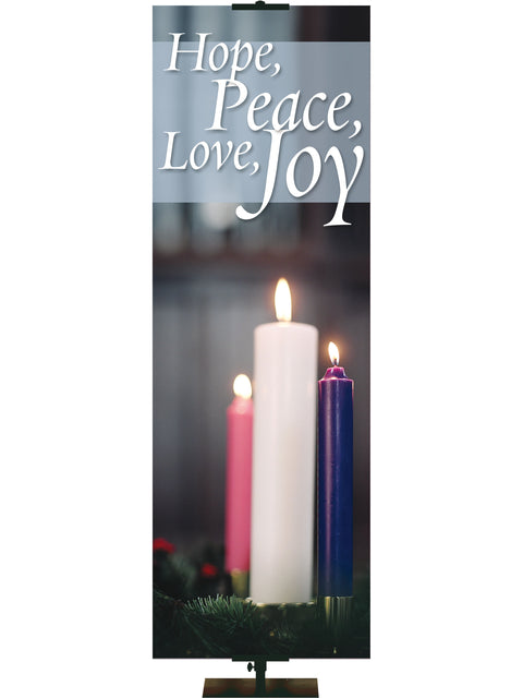 Advent Photo Candle Hope, Peace, Love, Joy - Advent Banners - PraiseBanners