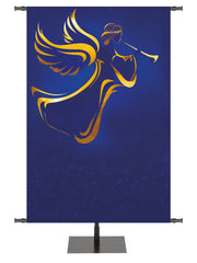 Wonders of Advent Custom Banner Background Angel Right in Blue, Green, Purple and Red, with gold foil accents