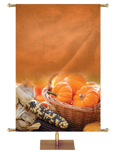 Custom Banner Bountiful Harvest His Love Endures - Custom Fall Banners - PraiseBanners