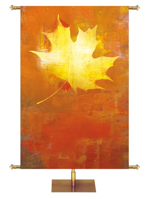 Custom Banner Background Brush Strokes of Autumn painted style right yellow leaf on gold 