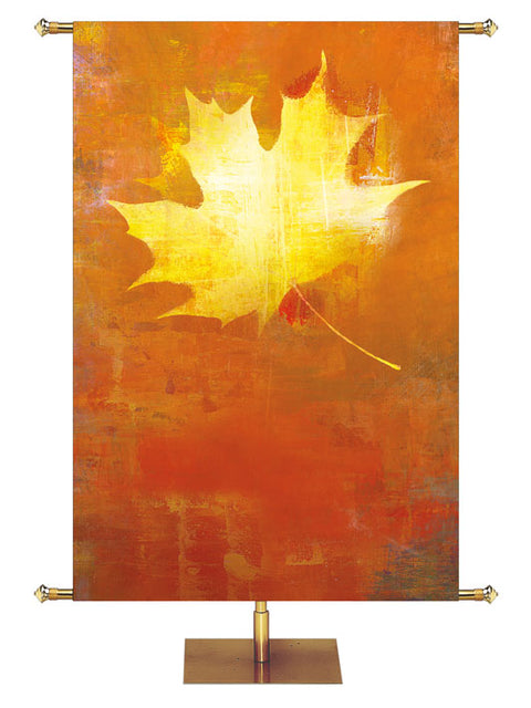 Custom Banner Background Brush Strokes of Autumn painted style left yellow leaf on gold 
