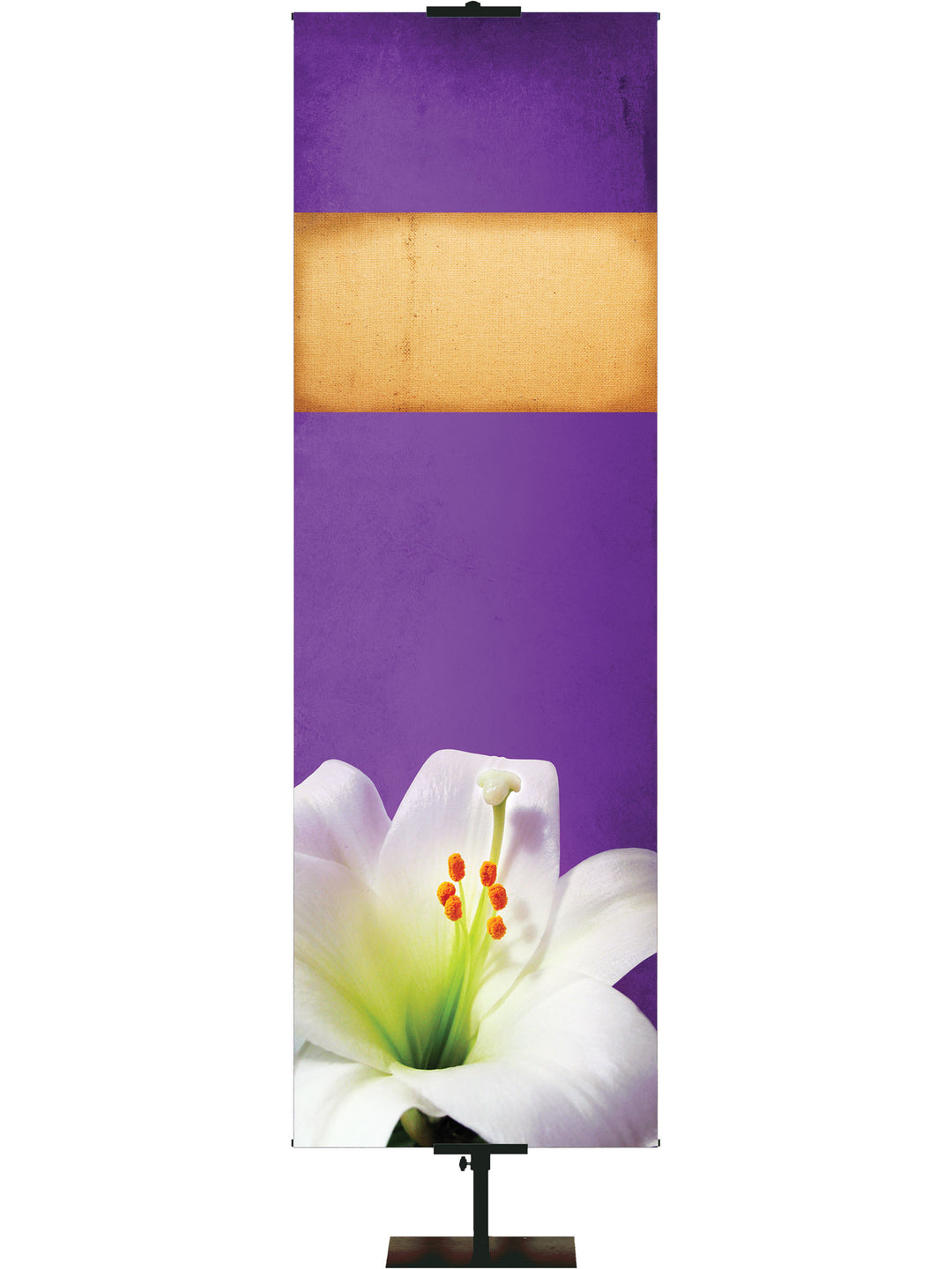 Custom Lily on Purple Banner - Custom Easter Banners - PraiseBanners