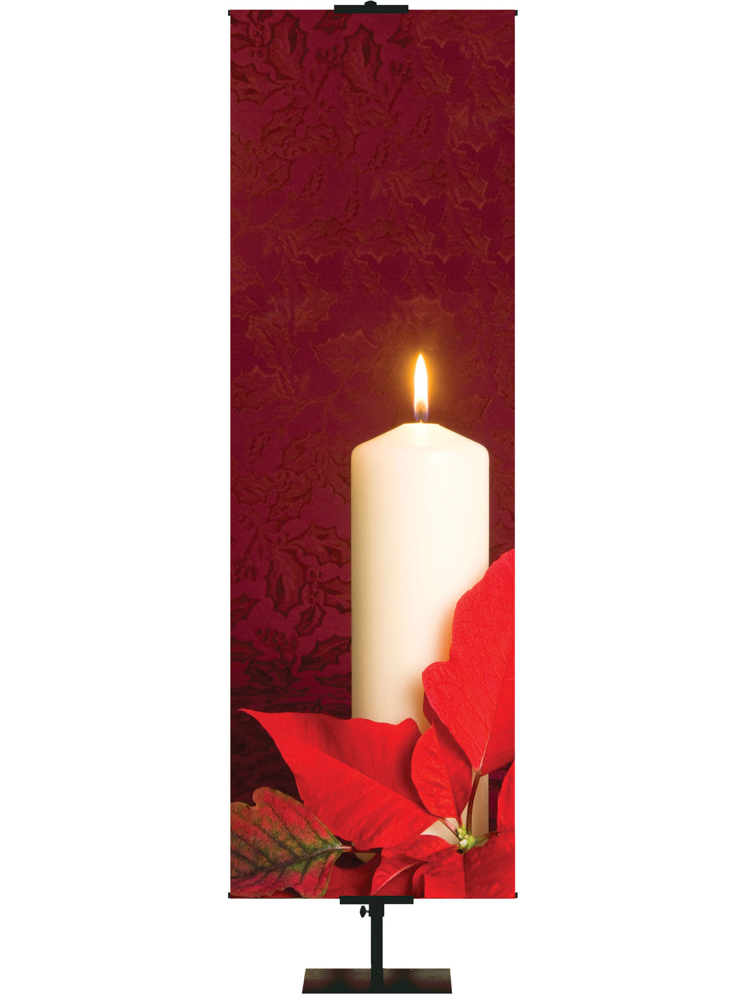 Custom Candle & Poinsettia (Right) - Custom Christmas Banners - PraiseBanners
