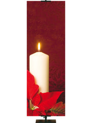 Custom Candle & Poinsettia (Left) - Custom Christmas Banners - PraiseBanners