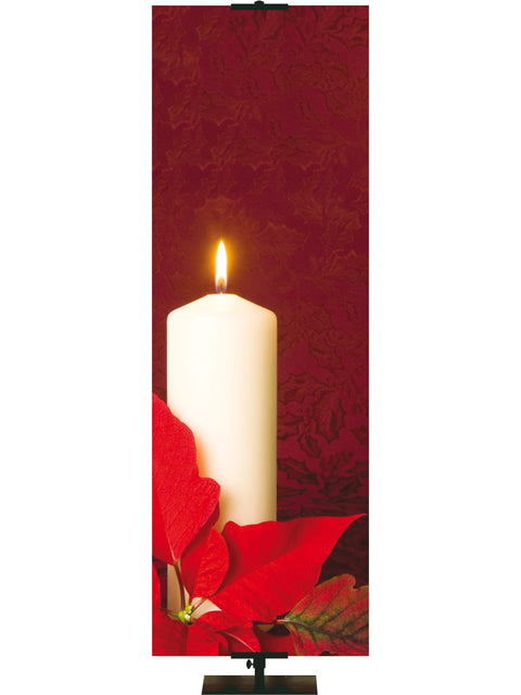 Custom Candle & Poinsettia (Left) - Custom Christmas Banners - PraiseBanners