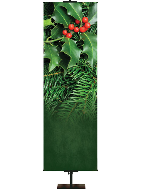 Custom Pine & Holly (Right) - Custom Christmas Banners - PraiseBanners