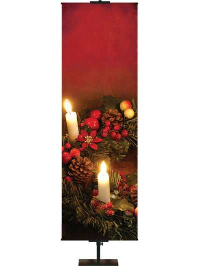 Custom Candle & Wreath (Left) - Custom Christmas Banners - PraiseBanners