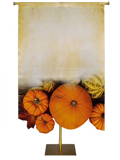 Custom Banner Autumn Contours with Sculpted Pumpkins (Left)
