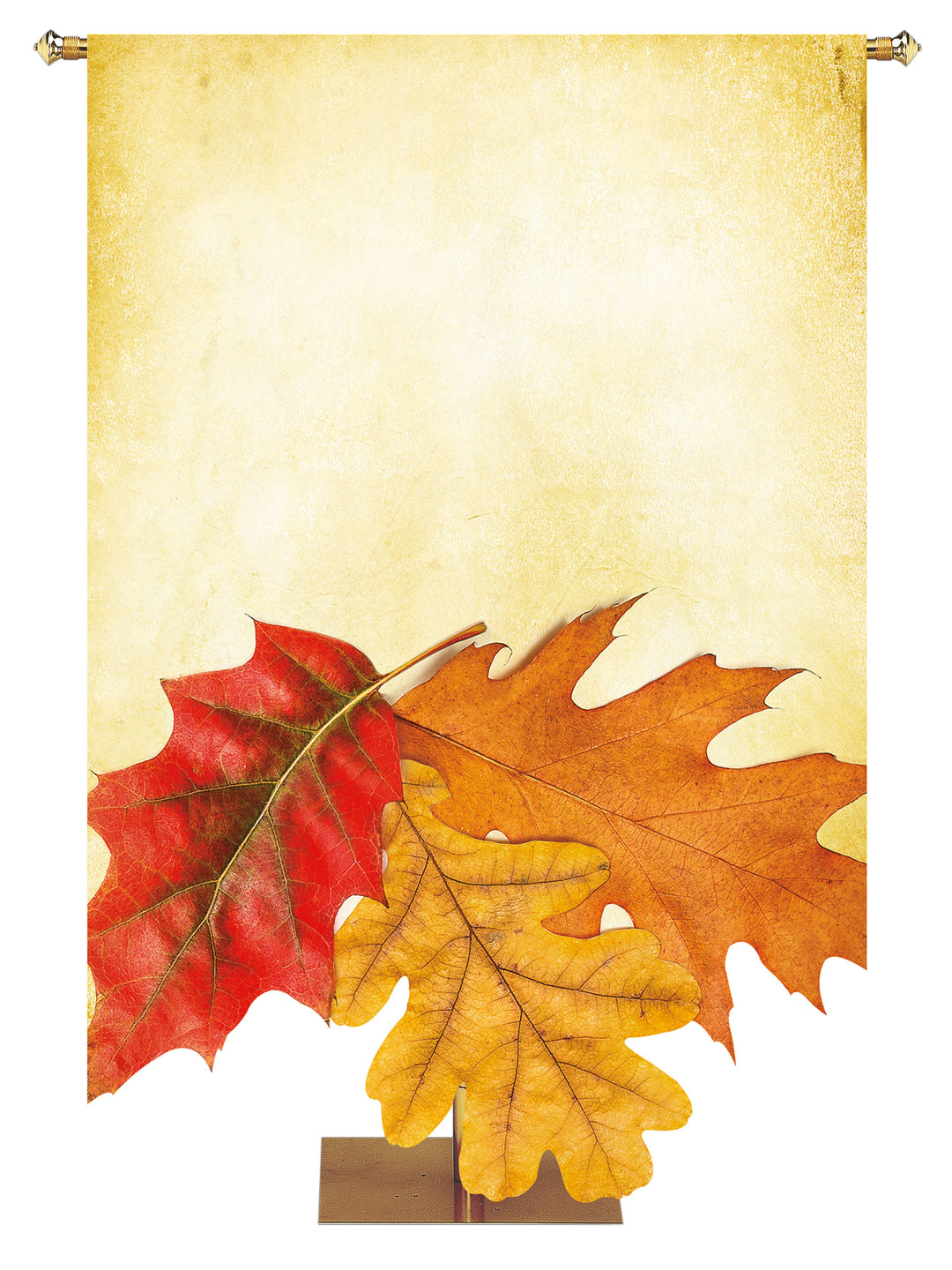 Custom Banner Autumn Contours with Sculpted Gold and Red Leaves (Left)