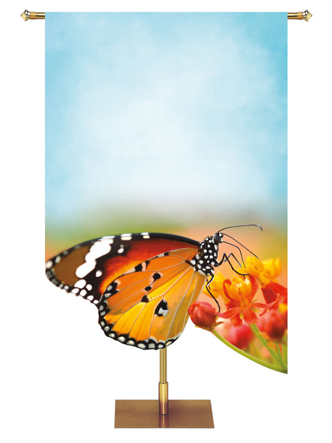 Contours of Spring Custom Banner Monarch Butterfly Left - Custom Easter Banners - PraiseBanners