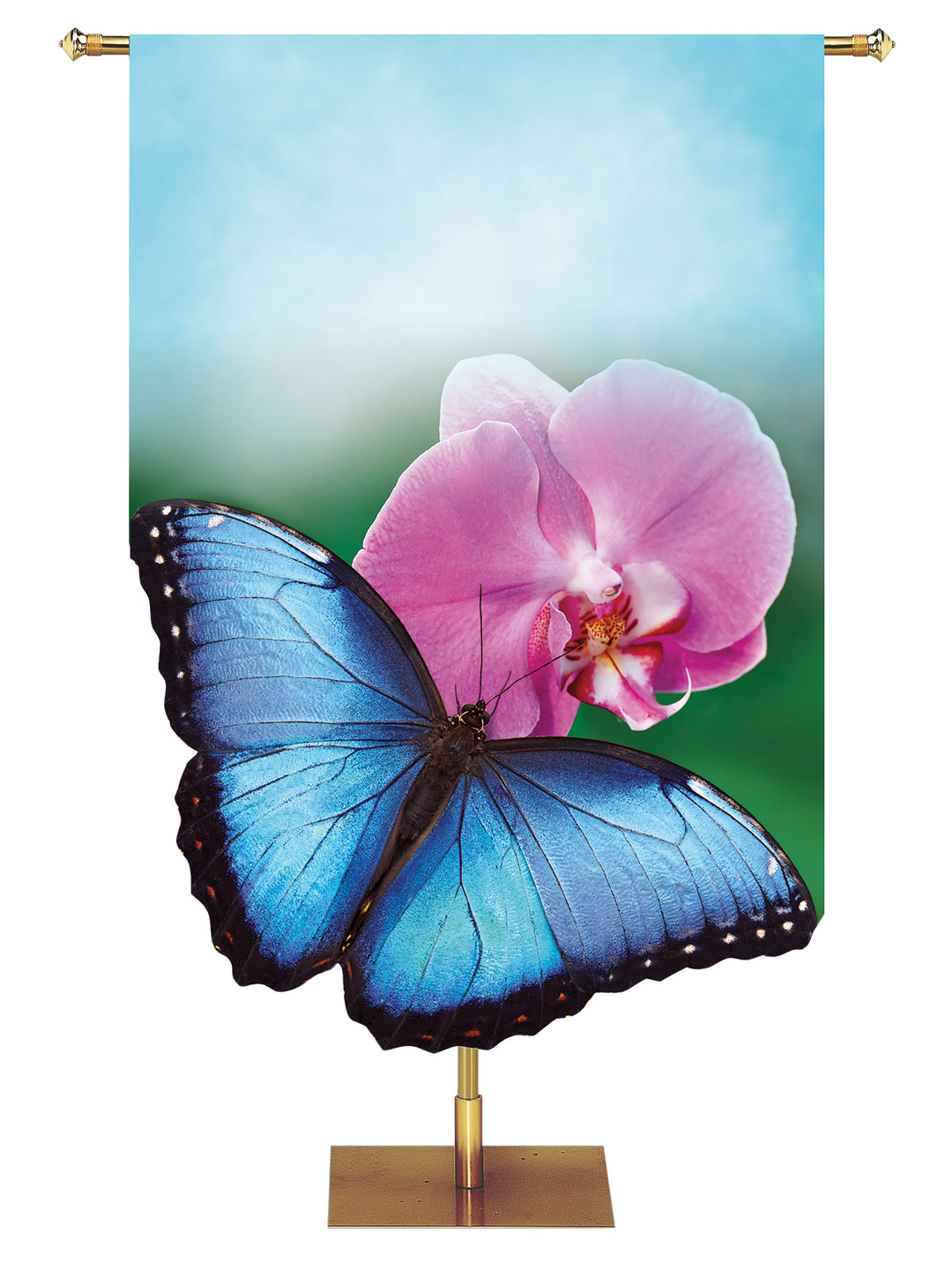 Contours of Spring Custom Banner Blue Butterfly Right - Custom Easter Banners - PraiseBanners