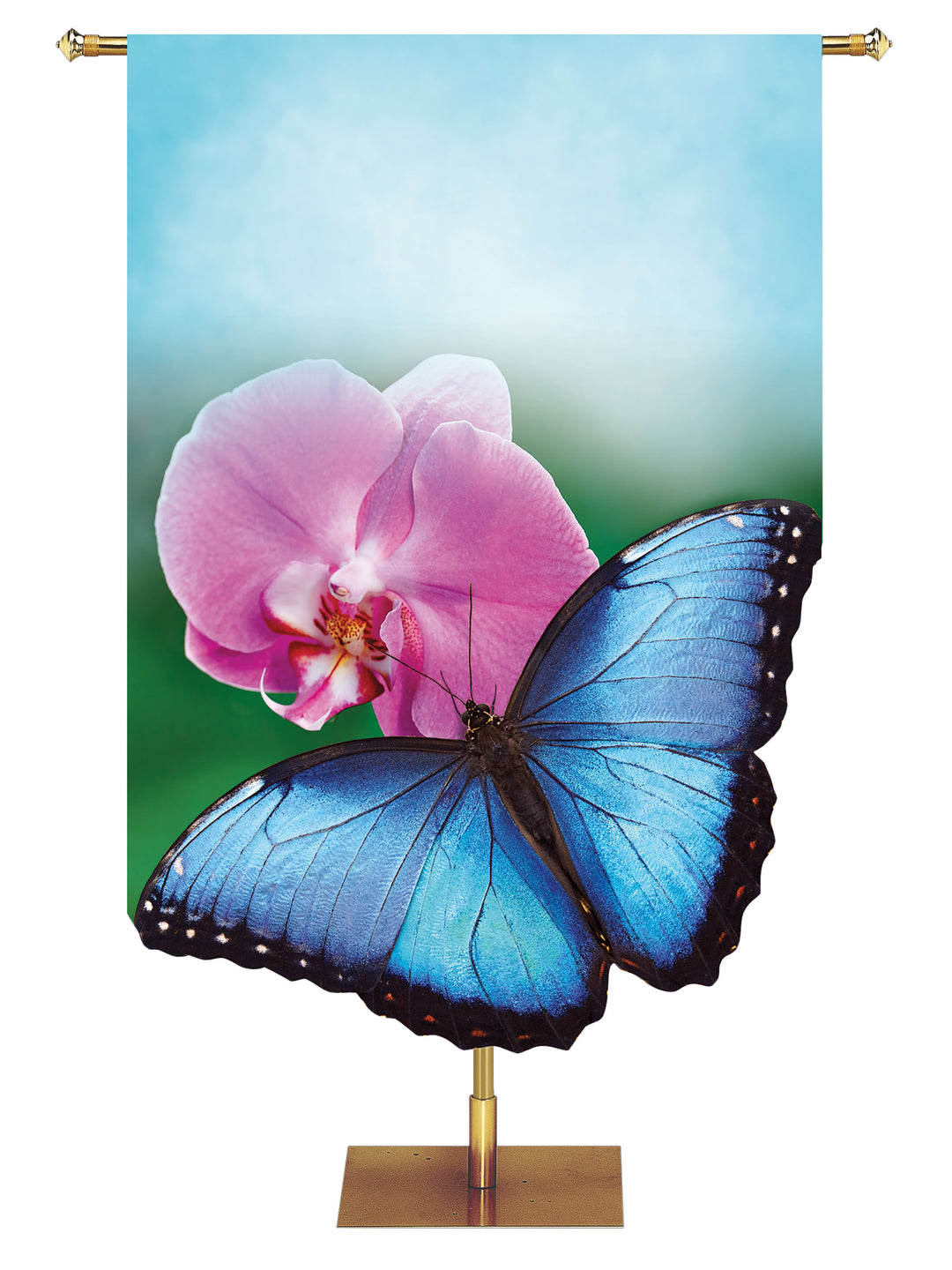 Contours of Spring Custom Banner Blue Butterfly Left - Custom Easter Banners - PraiseBanners