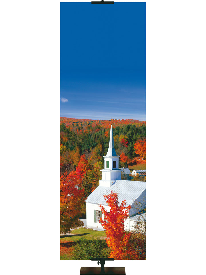 Custom Banner Creation Fall & Thanksgiving We Gather (Autumn Church) - Custom Fall Banners - PraiseBanners