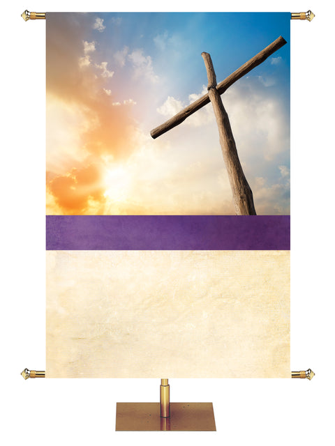 Cross with Gold Message Custom Banner - Custom Easter Banners - PraiseBanners