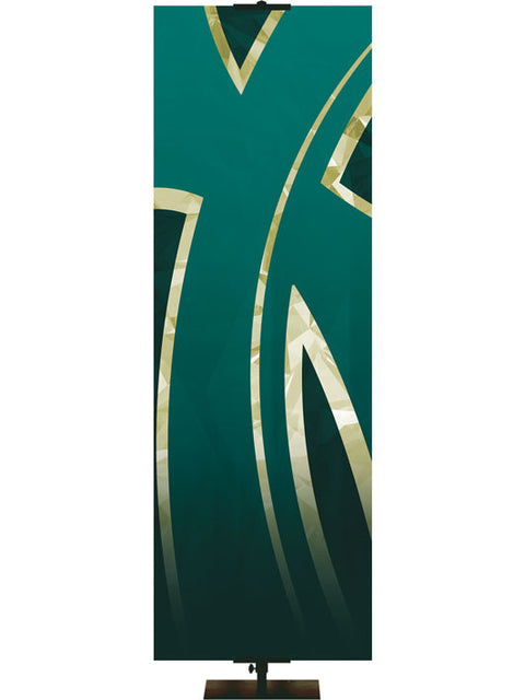 Custom Church Banner for Easter Stylized Cross in Teal and Green Left