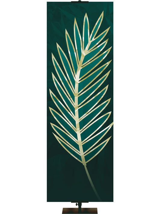 Custom Church Banner for Easter Stylized Palm in Teal and Green Left