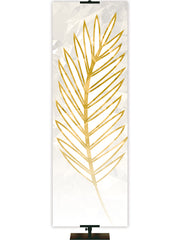 Custom Church Banner with gold stylized Palm leaf on White Right format
