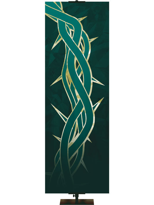 Custom Church Banner for Easter Stylized Crown of Thorns in Teal and Green Right