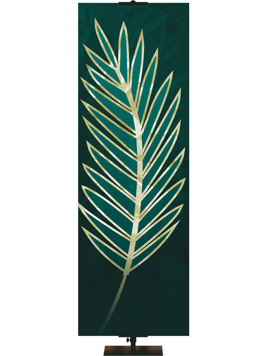 Custom Church Banner for Easter Stylized Palm in Teal and Green Right