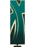 Custom Church Banner for Easter Stylized Cross in Teal and Green Right
